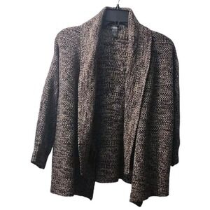 Kenneth Cole Reaction Knit Open‎ Front Cardigan Sweater Brown Black S